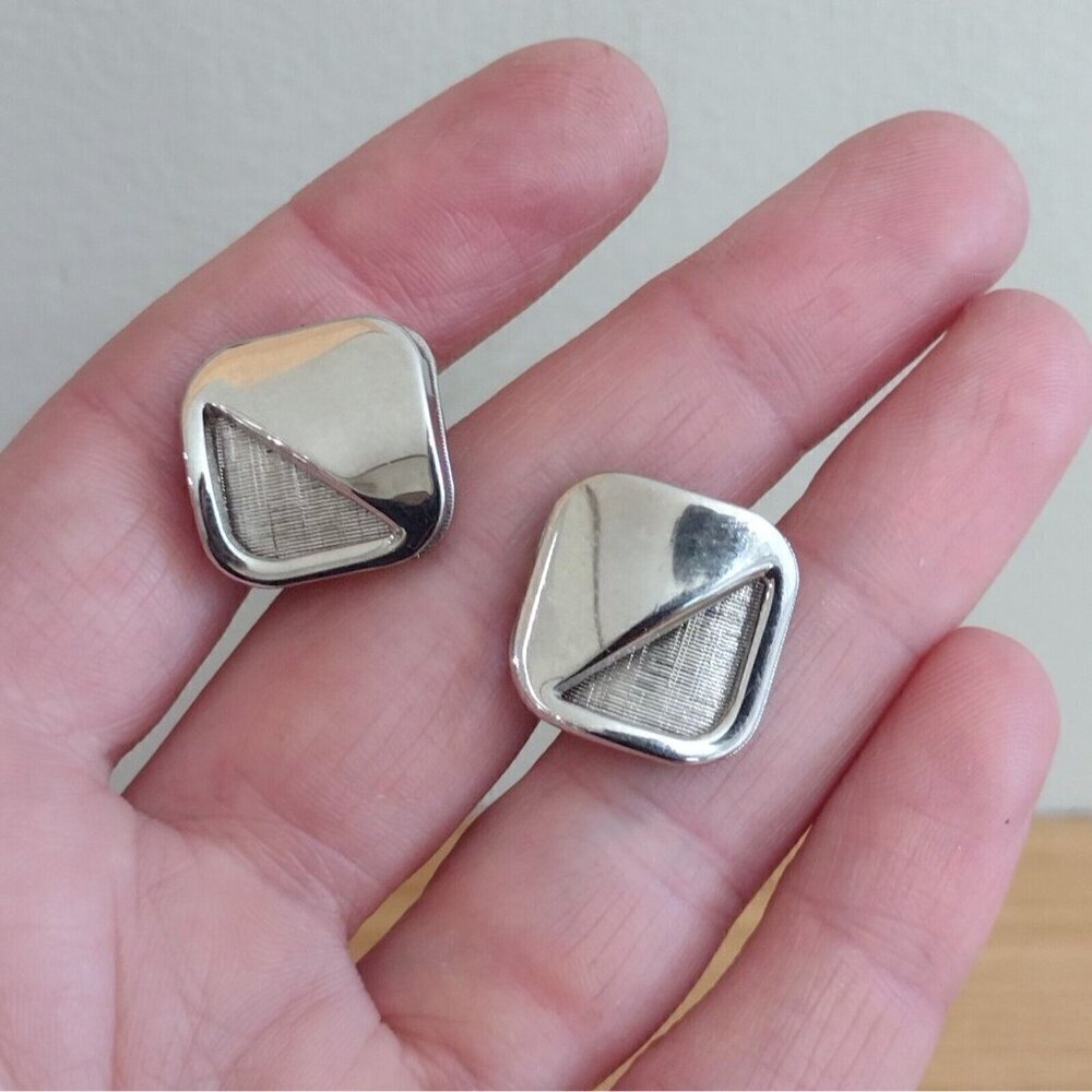 Vintage Flex Let USA Silverstone Square Mens Cufflinks Cuff Links Brushed